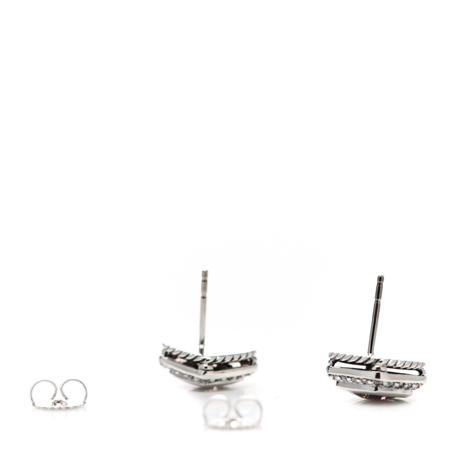 David Yurman Sterling Silver Diamond Morganite 7mm Petite Albion Earrings 3 of 4