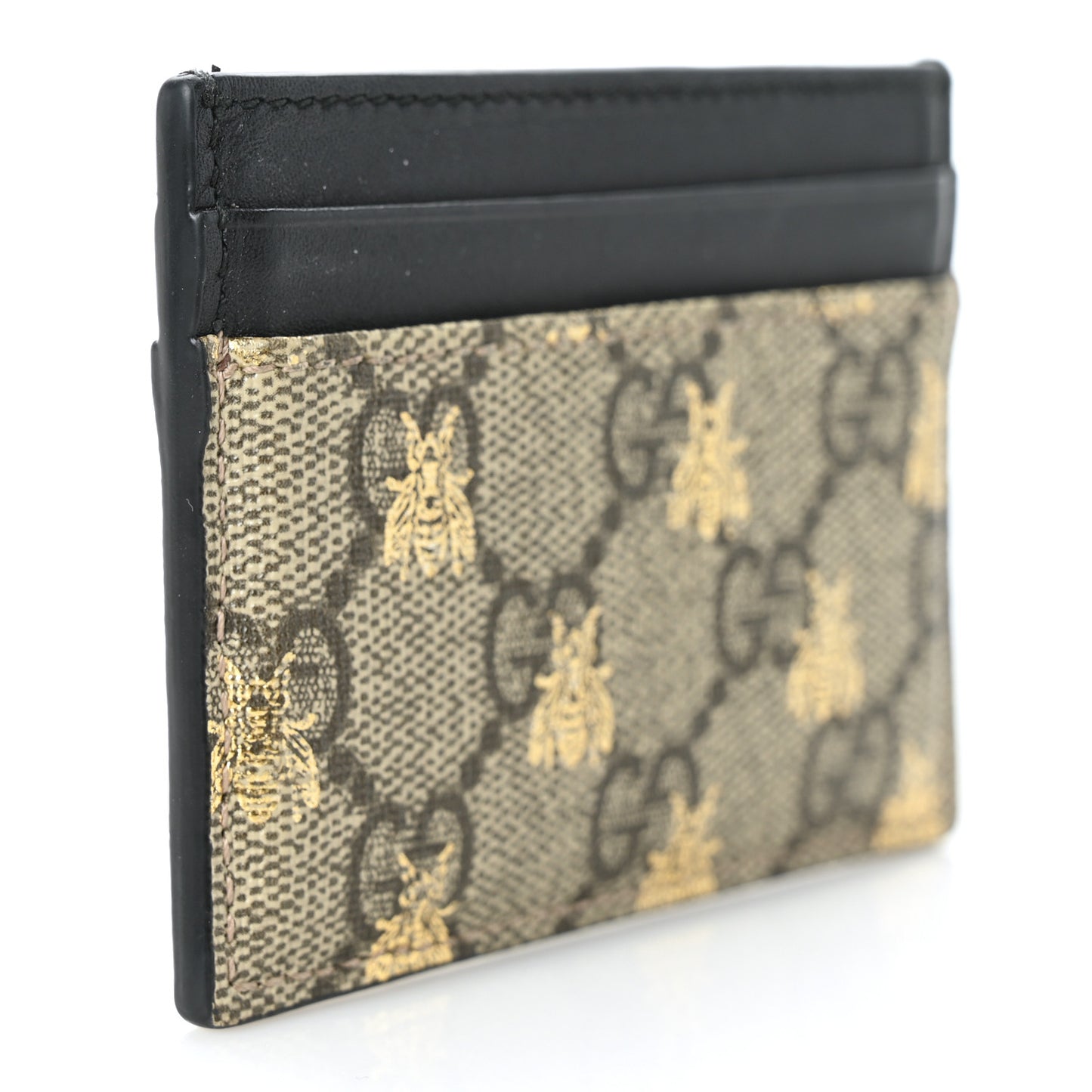 GG Supreme Monogram Bees Card Holder Black