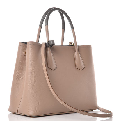 Prada Saffiano Cuir Medium Double Bag Cammeo Marmo 4 of 13