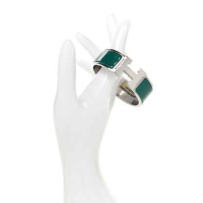 Hermes Enamel Wide Clic Clac H Bracelet PM Vert Bleuete 2 of 4