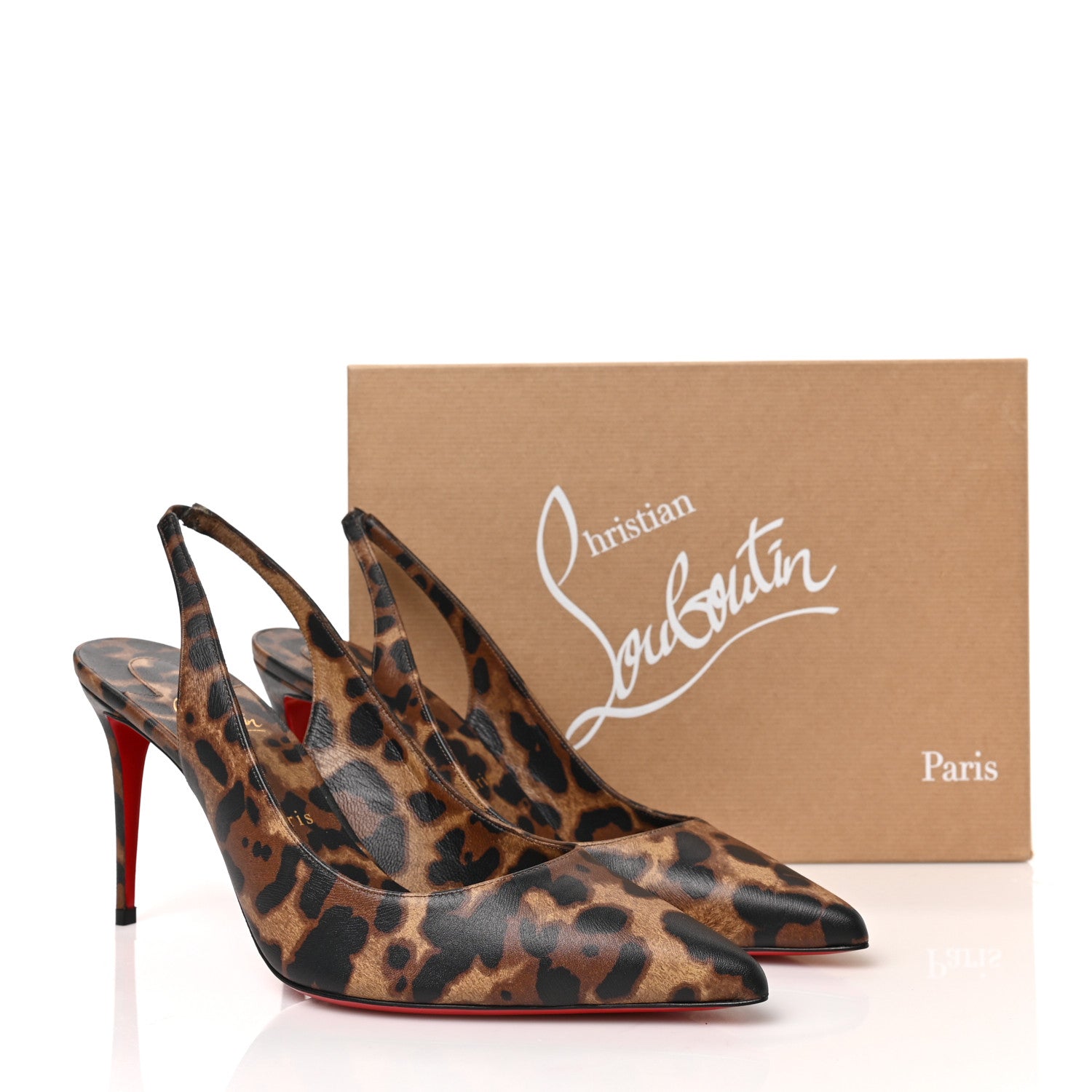 Christian Louboutin Calfskin Leopard Kate Slingback 85 Pumps 41 Brown 8 of 8