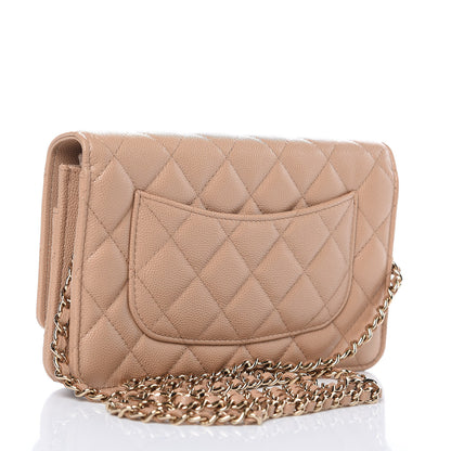 Chanel Caviar Quilted Wallet On Chain WOC Beige 3 of 13