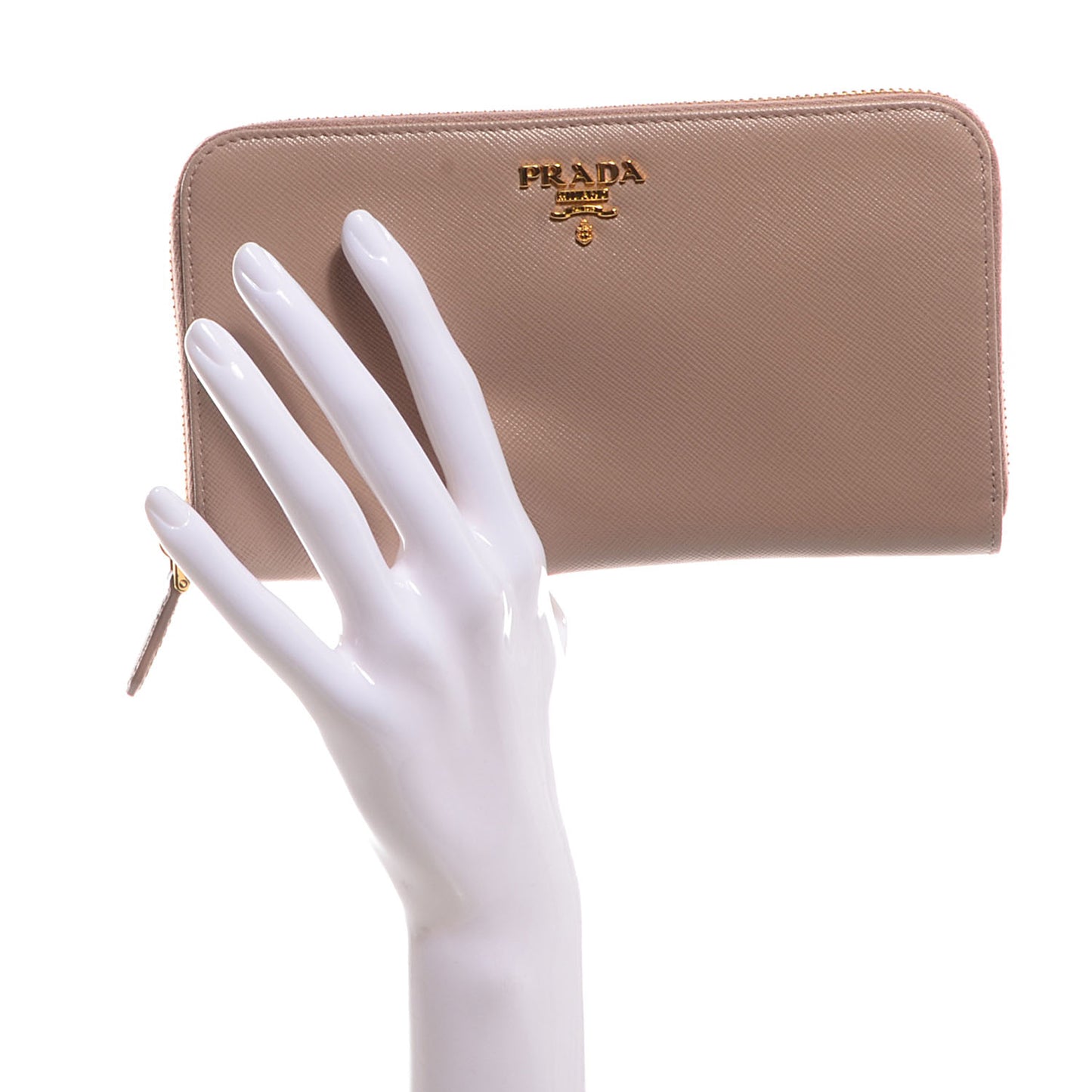 Saffiano Metal Zip Around Wallet Cammeo