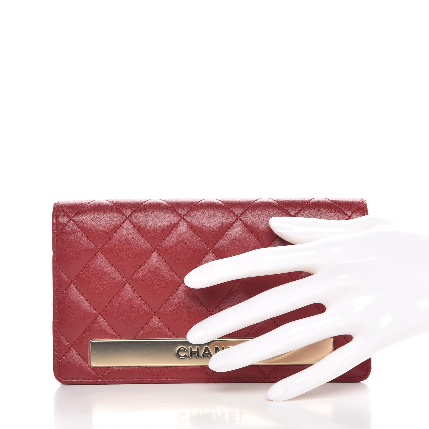 Chanel Lambskin Quilted Trendy CC Yen Wallet Red 2 of 9