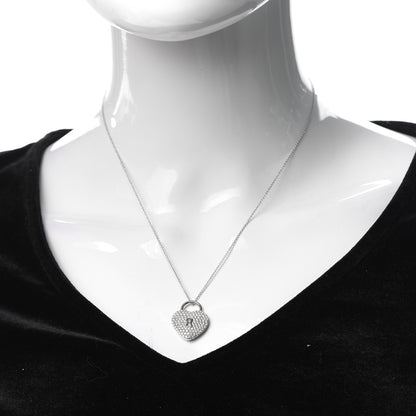 Tiffany Platinum Diamond Large Heart Lock Pendant Necklace 2 of 6