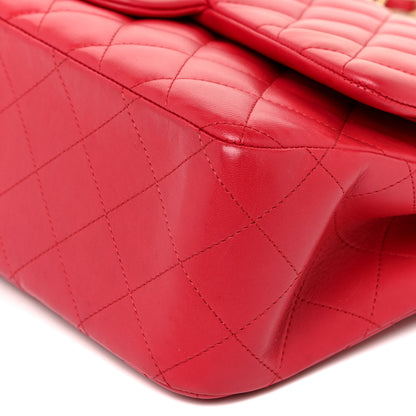Chanel Lambskin Quilted Jumbo Double Flap Red 10 of 14