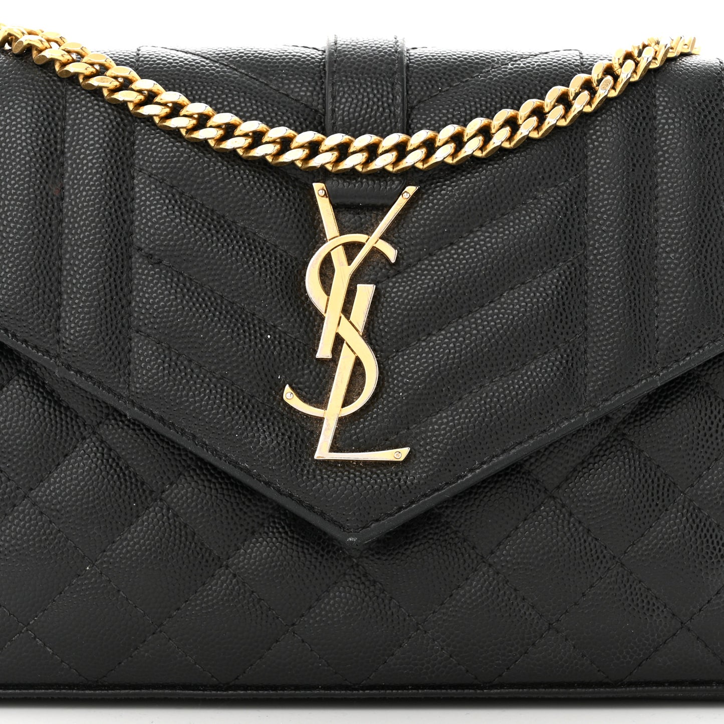 Grain De Poudre Mixed Matelasse Triquilt Monogram Chain Wallet Black