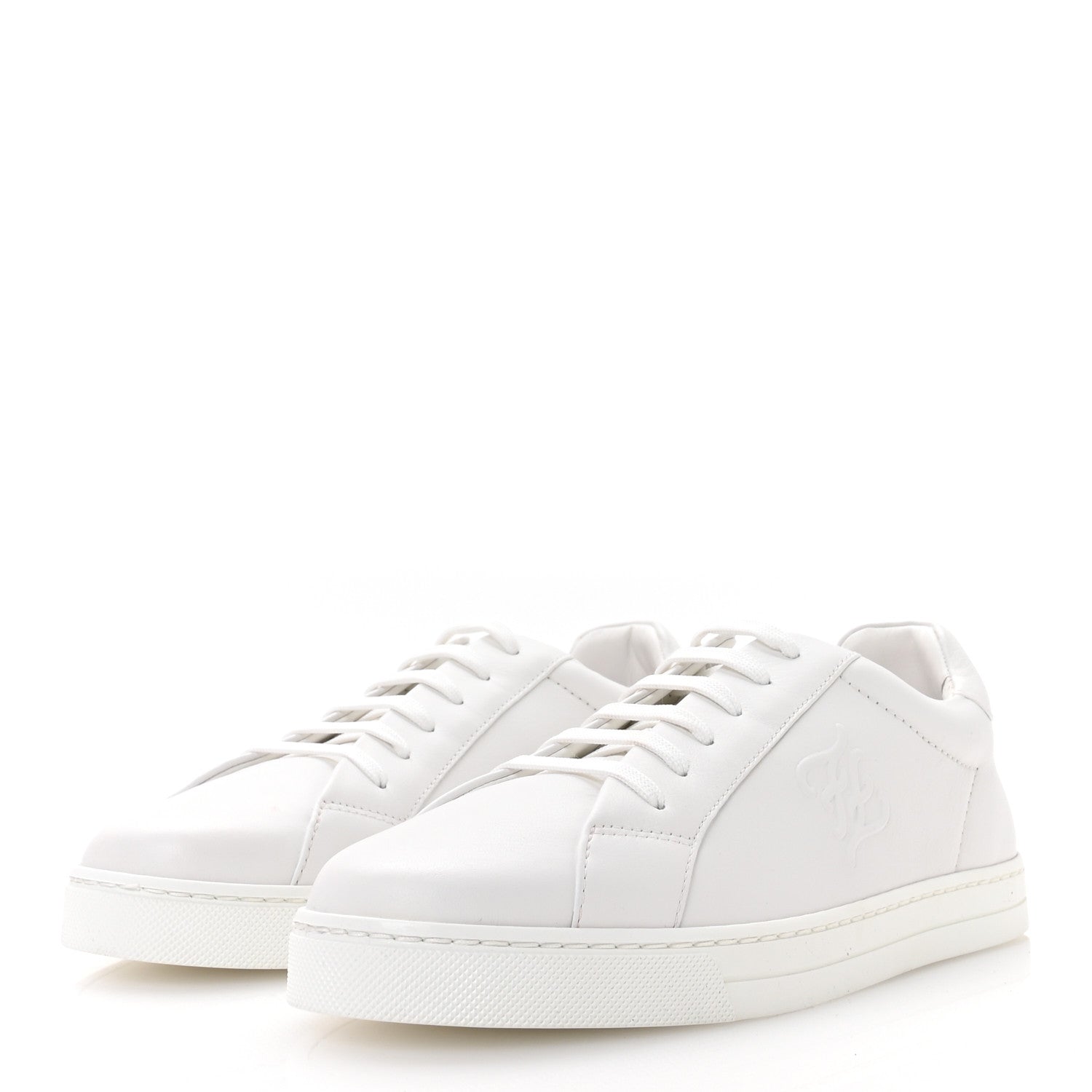 Fendi Vitello Karligraphy Embossed Low Top Sneakers 38.5 White 4 of 8