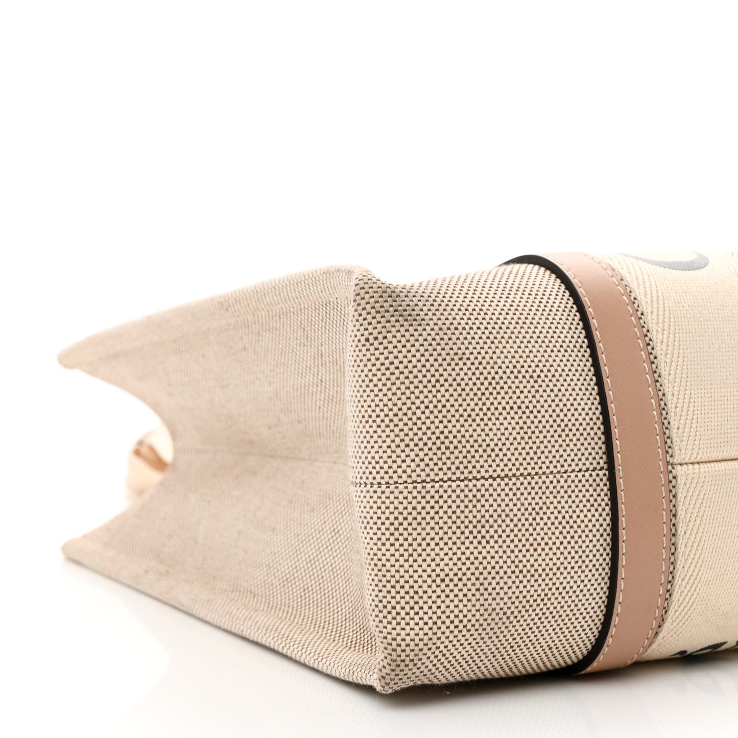 Cotton Calfskin Medium Woody Ribbon Tote Biscotti Beige