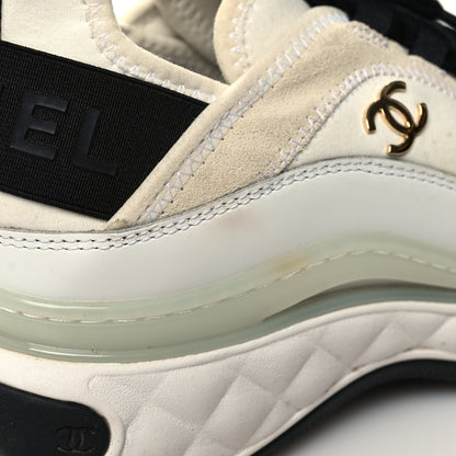Chanel Velvet Calfskin Mixed Fibers CC Sneakers 37.5 Ivory Black 9 of 11