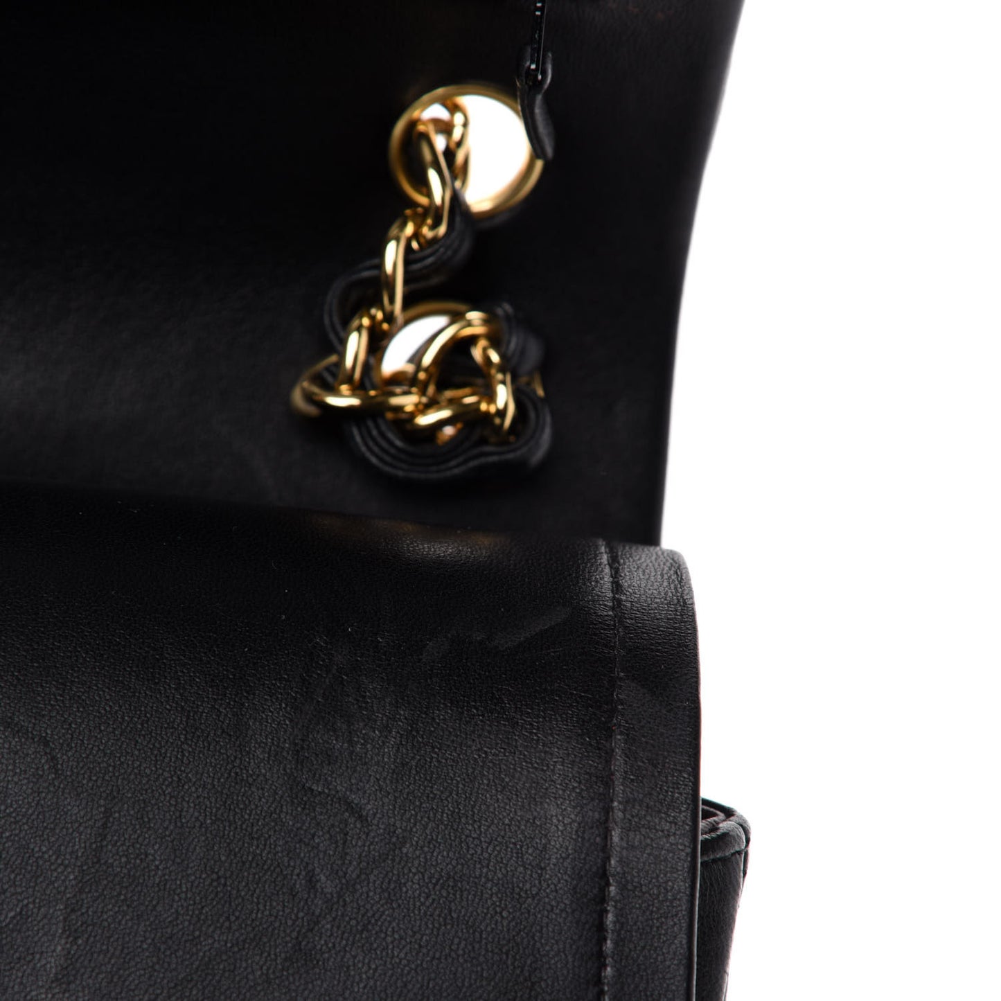 Lambskin Quilted Jumbo Double Flap Black
