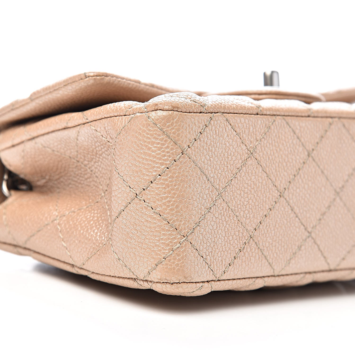 Chanel Pearly Caviar Quilted Mini Rectangular Flap Beige 8 of 12