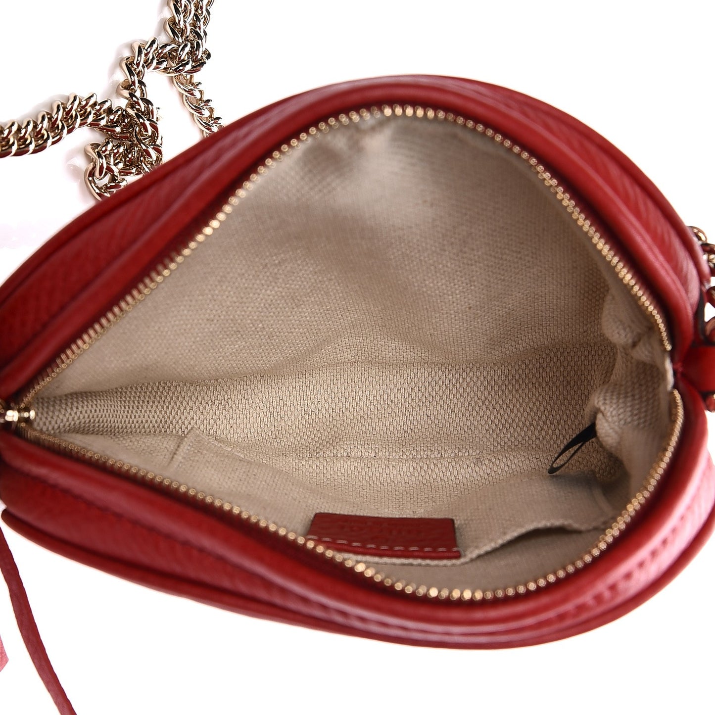 Pebbled Calfskin Mini Soho Chain Bag Tabasco Red