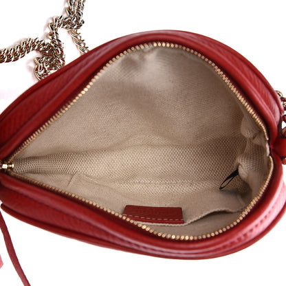 Gucci Pebbled Calfskin Mini Soho Chain Bag Tabasco Red 5 of 7