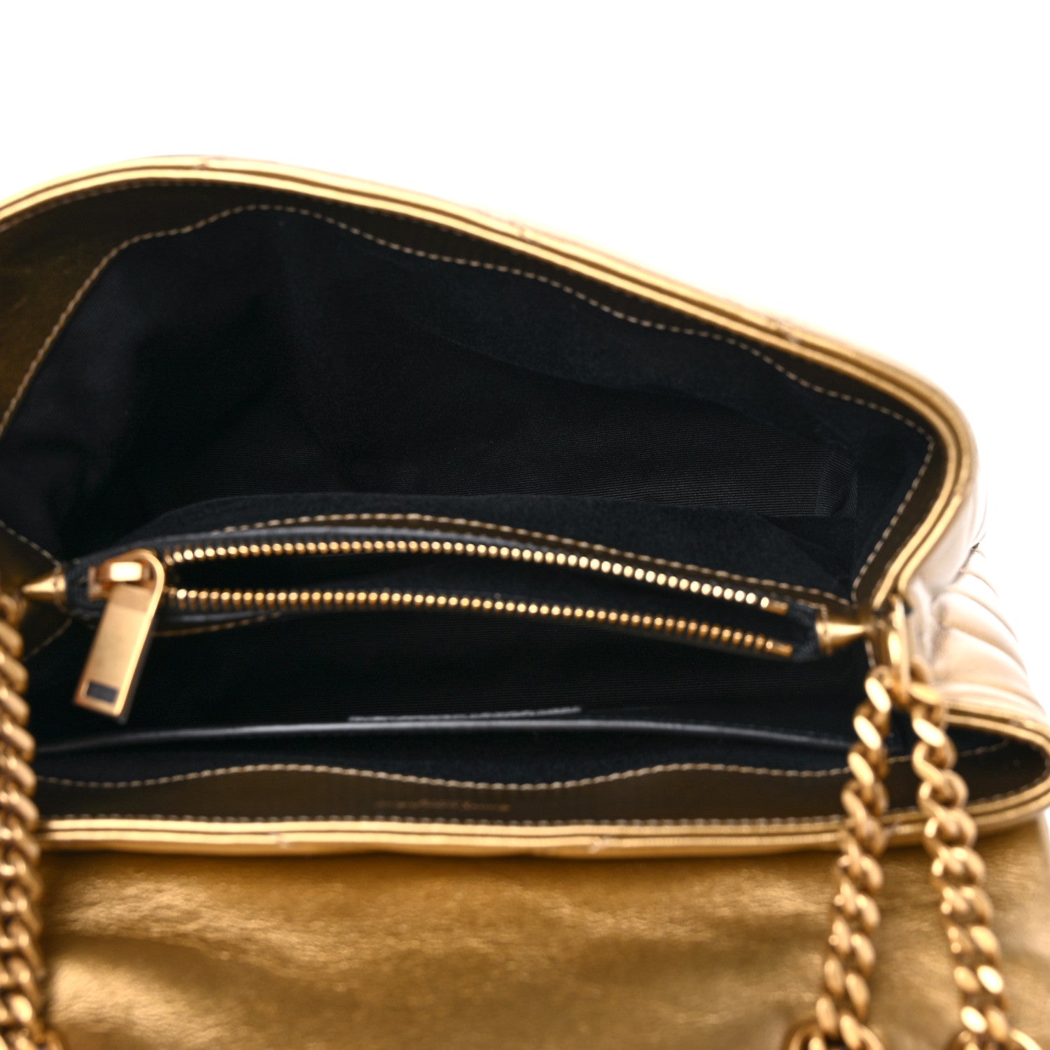 Saint Laurent Metallic Calfskin Y Quilted Small Loulou Monogram Chain Satchel Brome 5 of 10