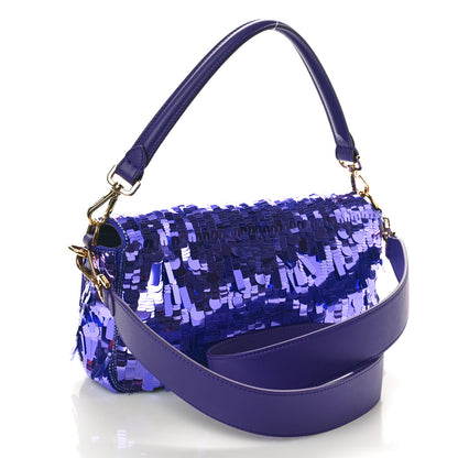 Fendi Sequin Paillettes Vitello Grace Sex and the City Baguette Viola Purple Rain 2 of 8