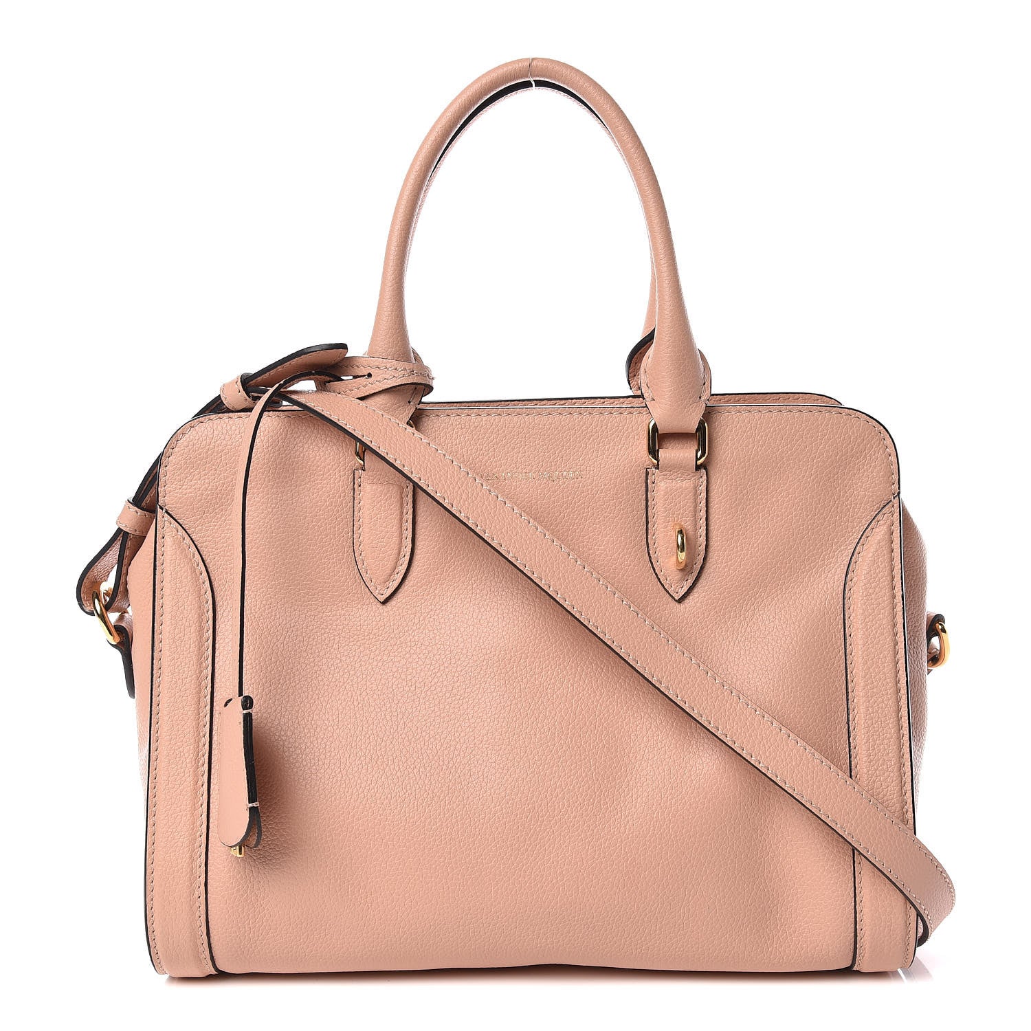 Alexander McQueen Pebbled Calfskin Small Skull Padlock Zip Around Tote Boudoir 1 of 9