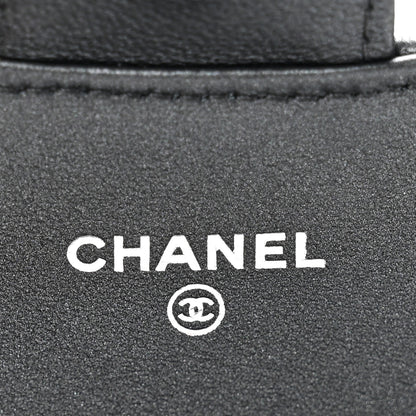 Chanel Pearly Lambskin Quilted Flap Card Holder Wallet So Black 6 of 8