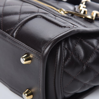 Burberry Calfskin Quilted Manor Tote Dark Brown 12 of 14