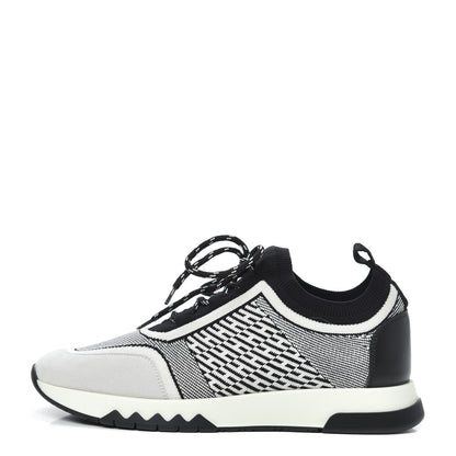 Hermes Knit Bi-Color Womens Addict Sneakers 37 Black White 1 of 7
