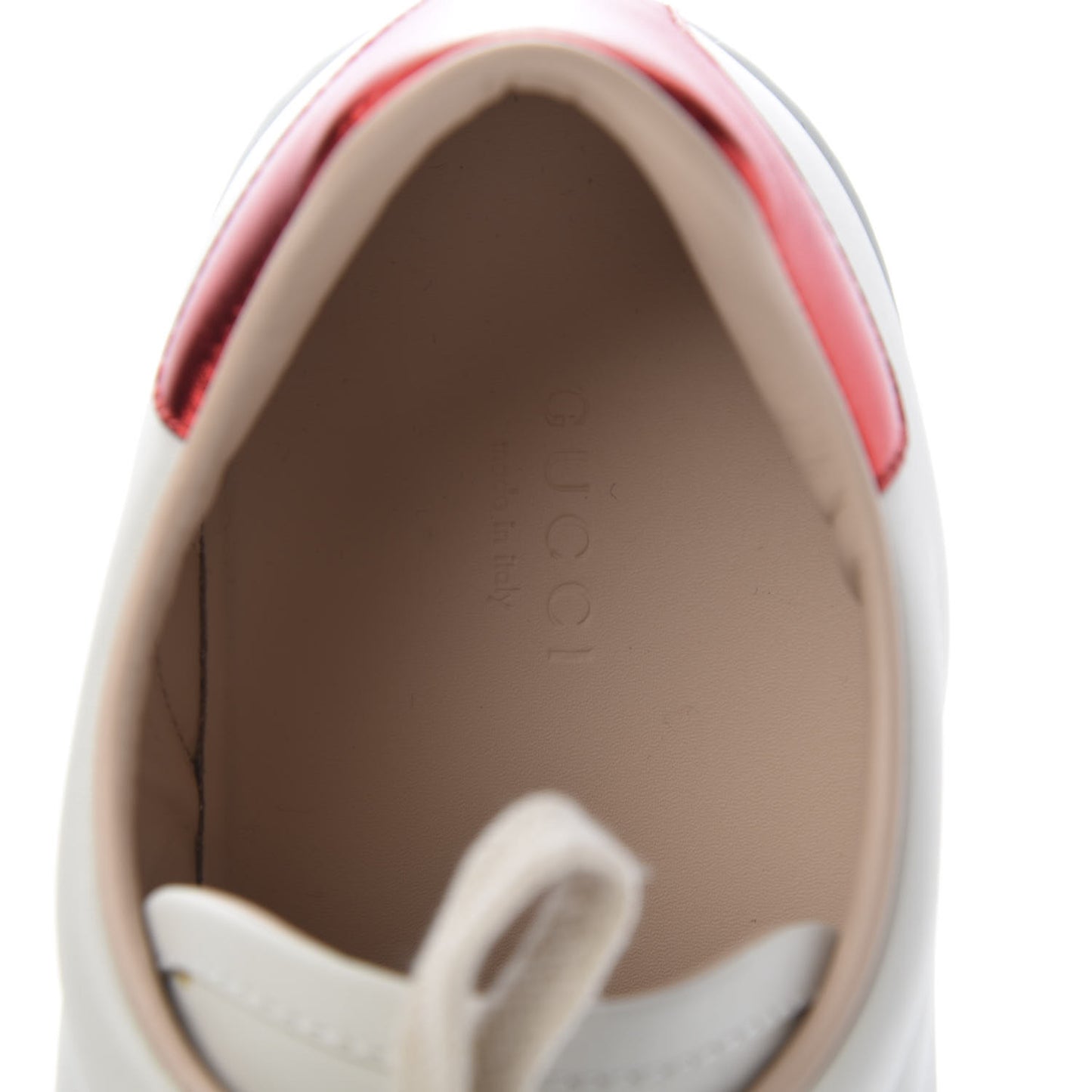 Calfskin Stripe Womens New Ace Sneakers 41 New Mystic White Ecru Red Flame