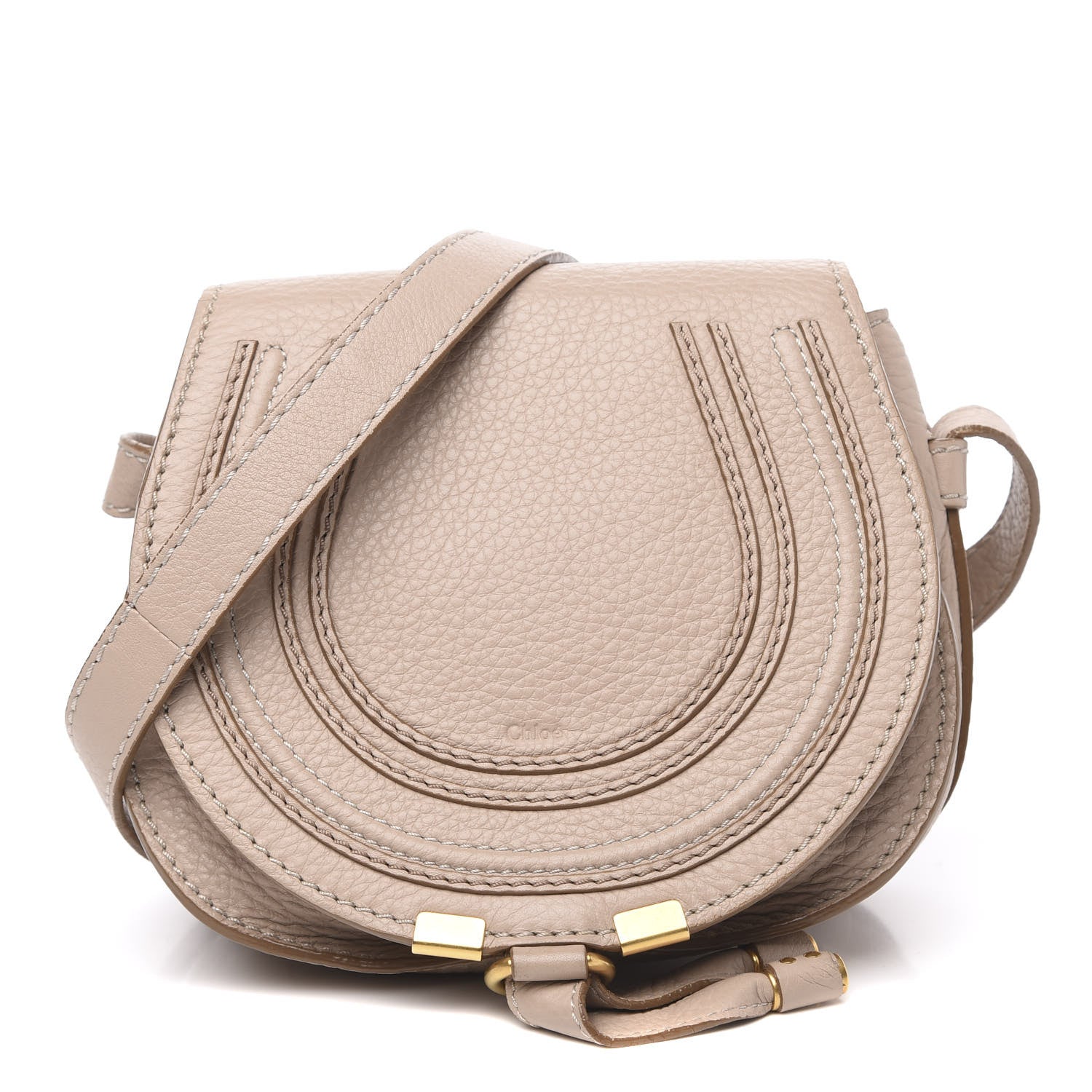 Chloe Calfskin Mini Marcie Round Crossbody Bag Abstract White 1 of 12