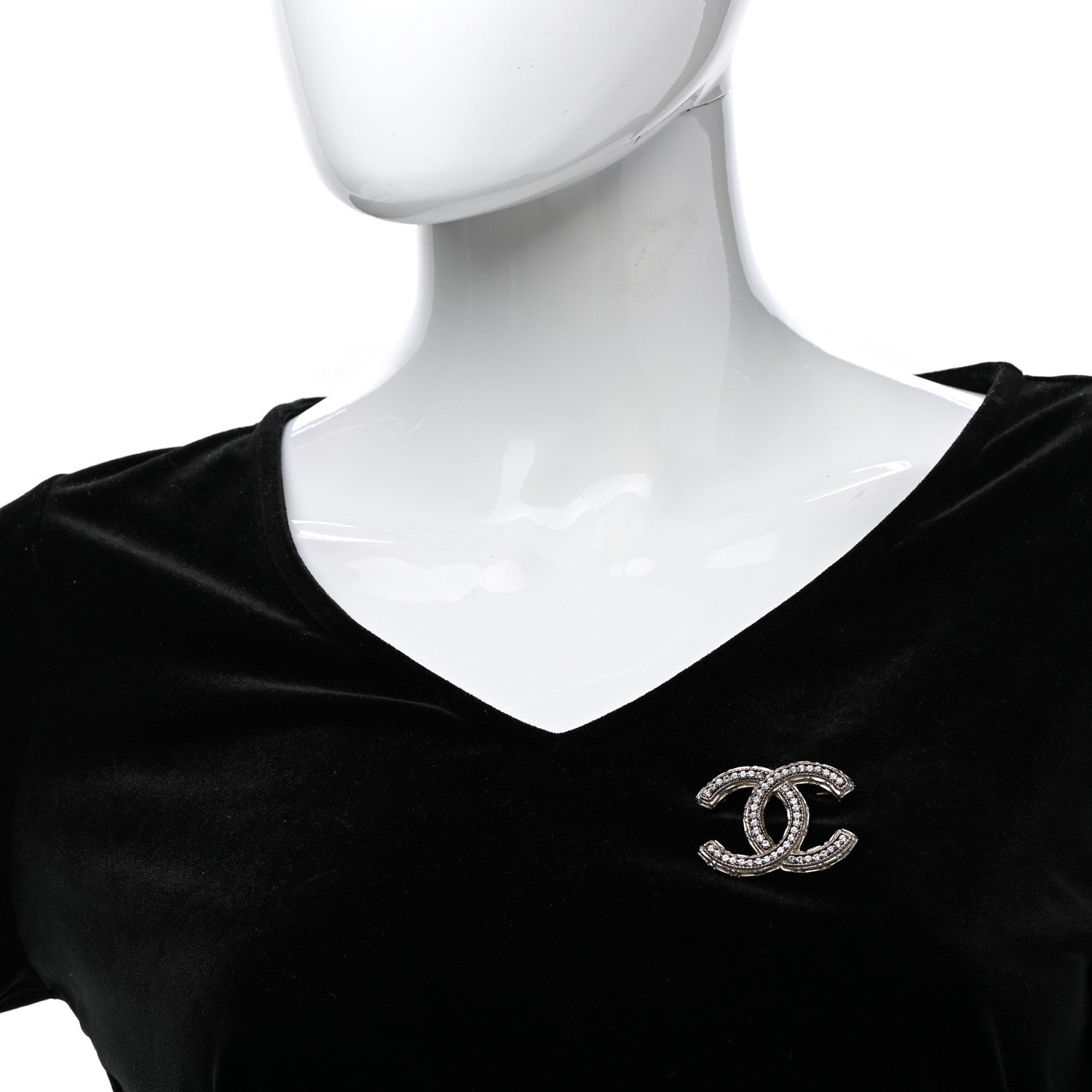 Chanel Crystal CC Brooch Silver 2 of 5