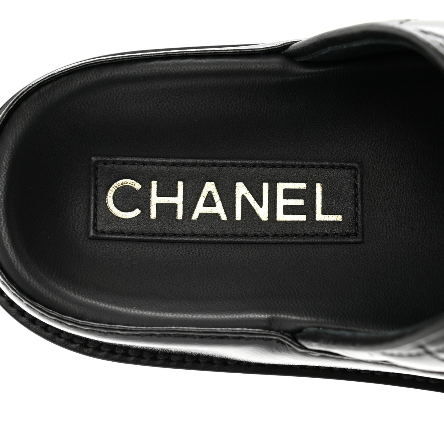 Lambskin Quilted Velcro Dad Chain CC Slide Sandals 38 Black