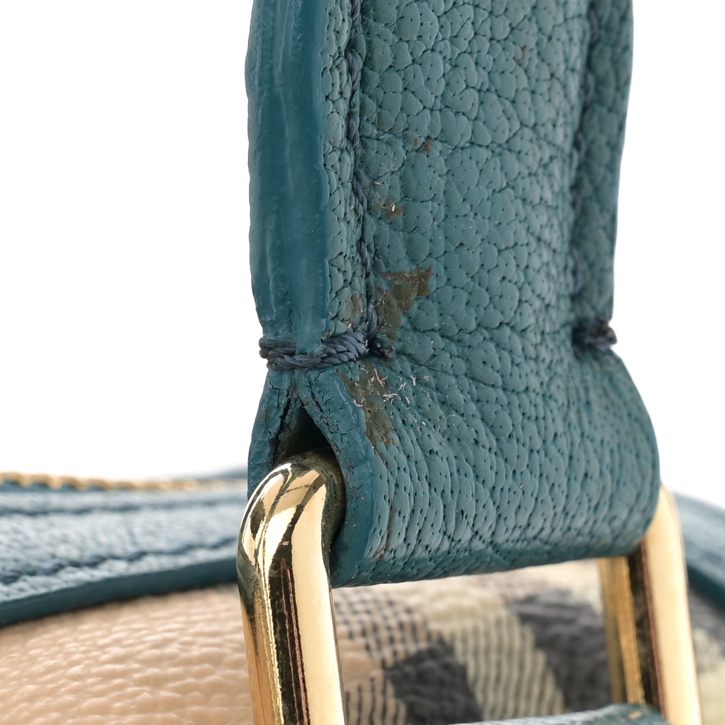 Haymarket Check Grainy Calfskin Pilgrim Satchel Blue