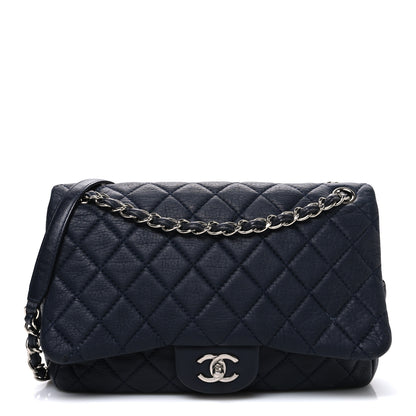 Chanel Deerskin Quilted Casual Journey Flap Dark Blue 1 of 10
