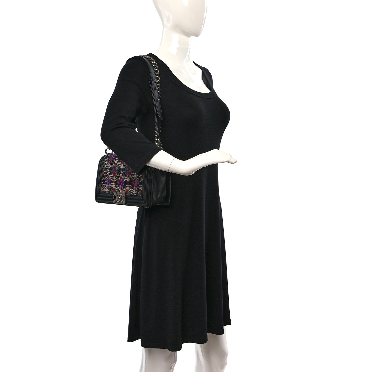 Chanel Tweed Lambskin Medium Boy Flap Black 2 of 11