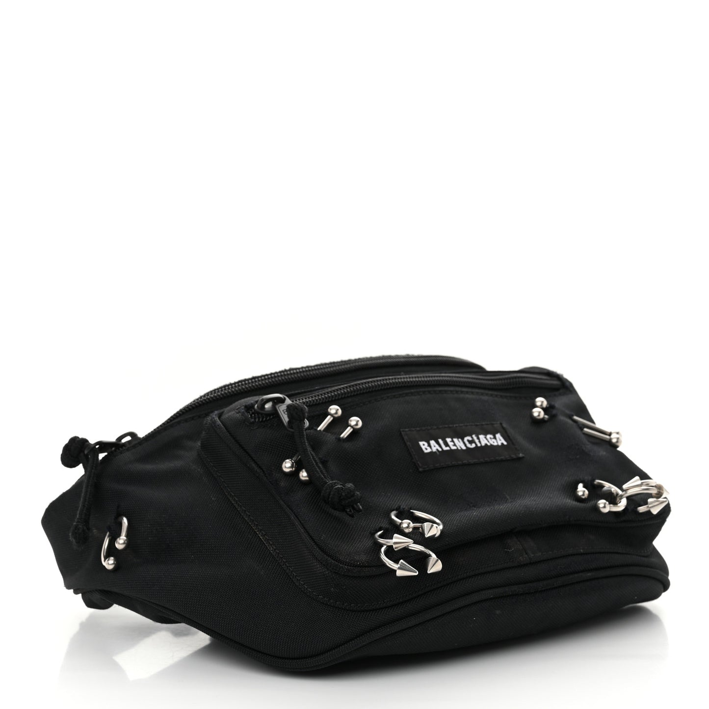Nylon Canvas Logo Piercing Explorer Beltpack Black White