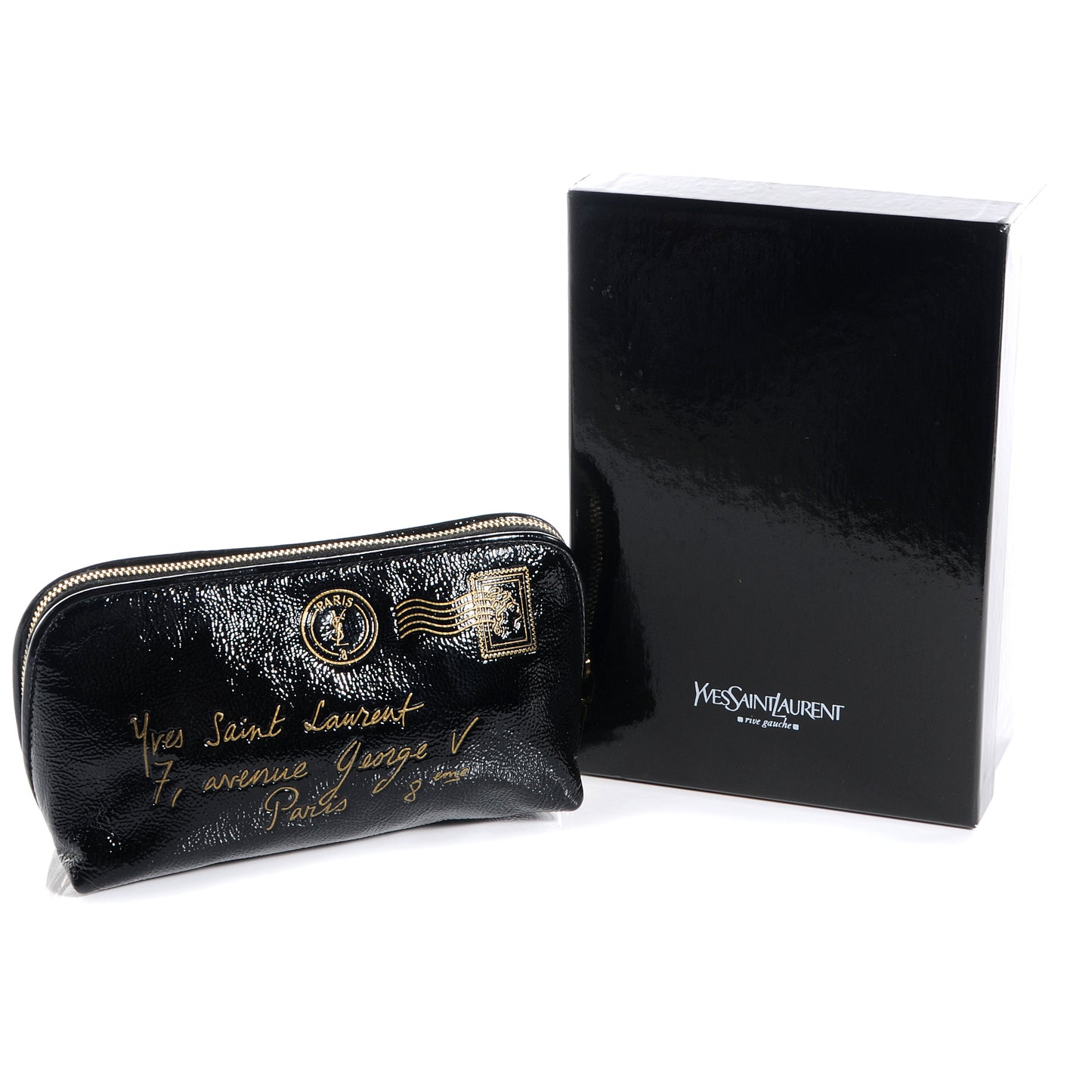 Patent Y-Mail Cosmetic Case Black