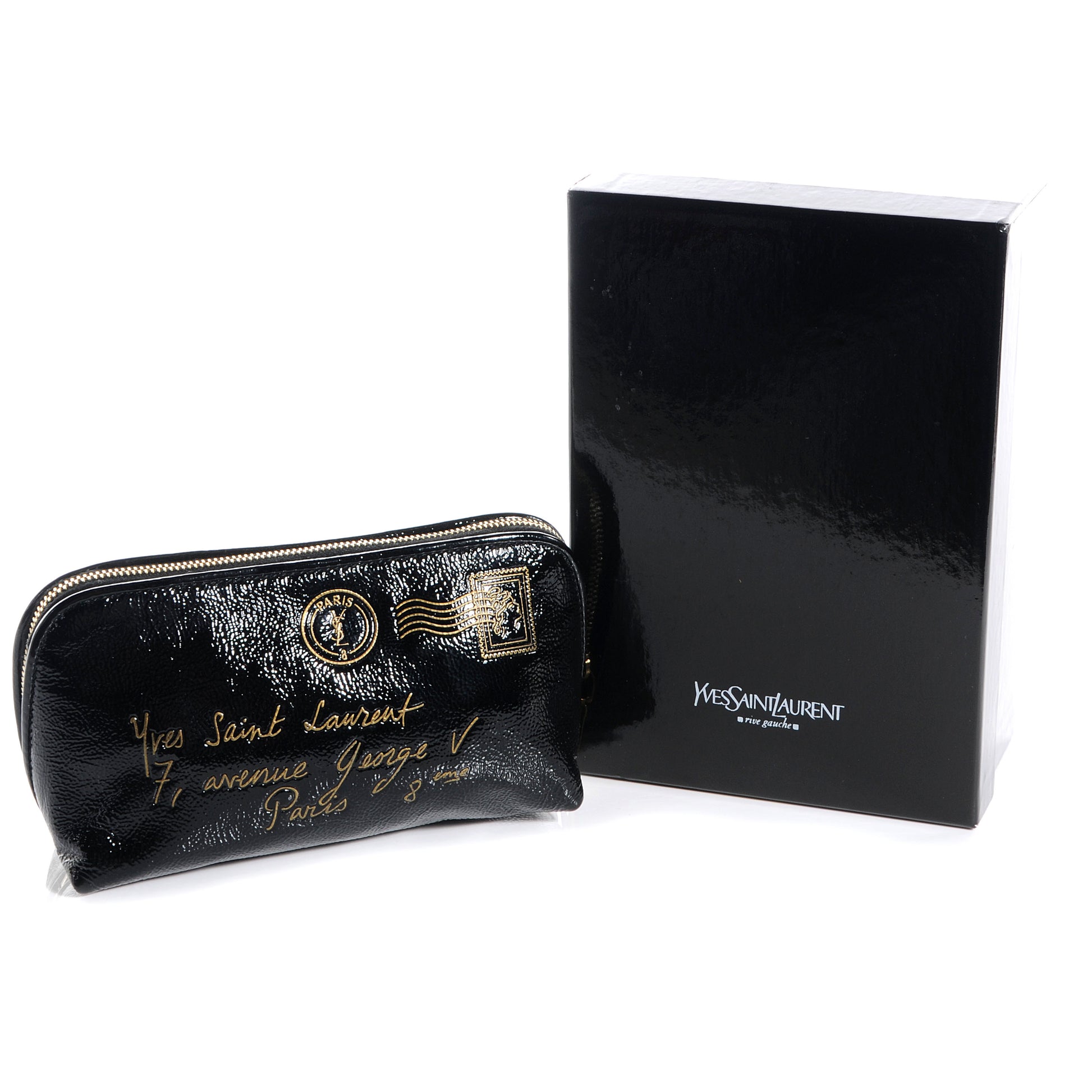 Saint Laurent Patent Y-Mail Cosmetic Case Black 5 of 7