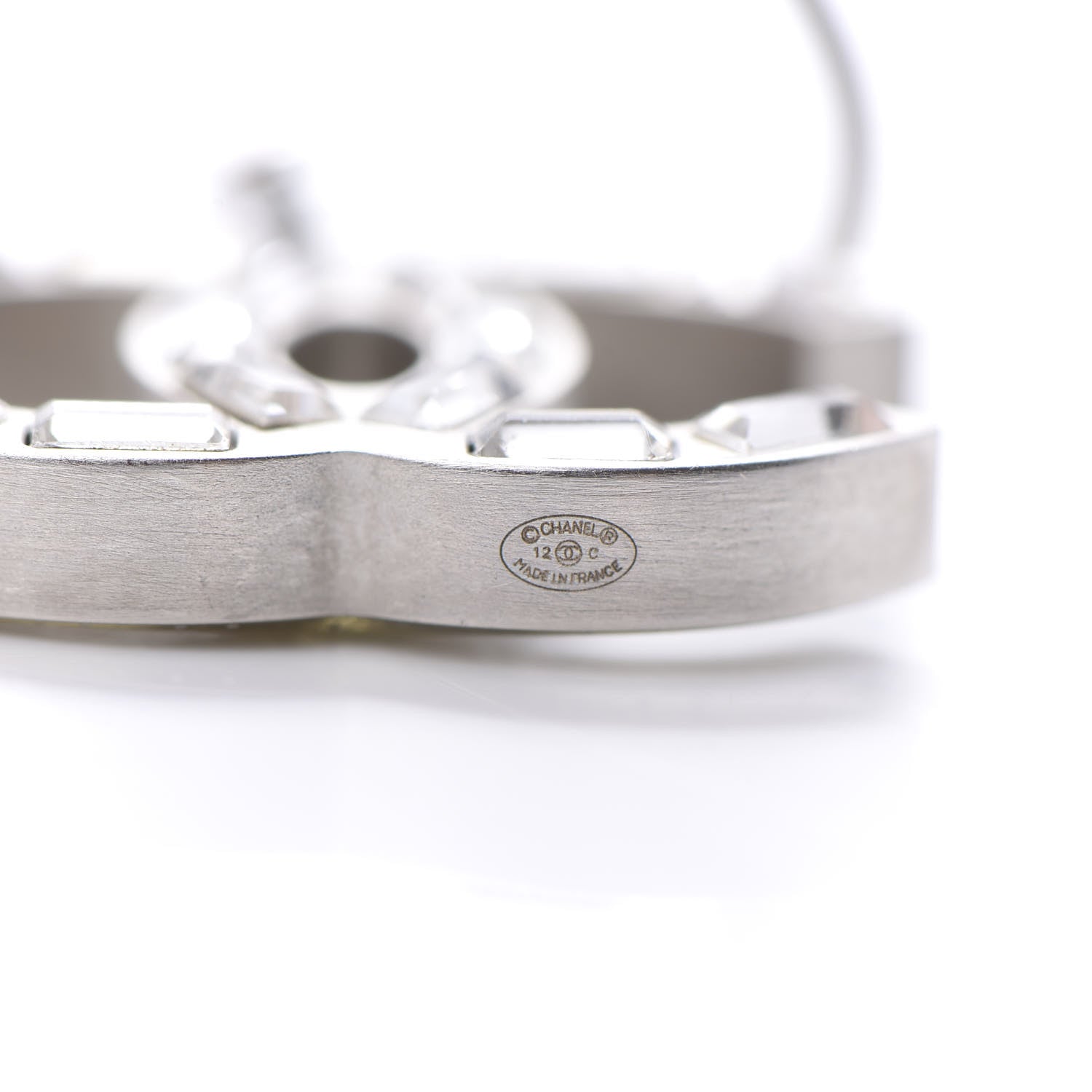 Chanel Baguette Crystal CC Dangle Earrings Silver 10 of 12