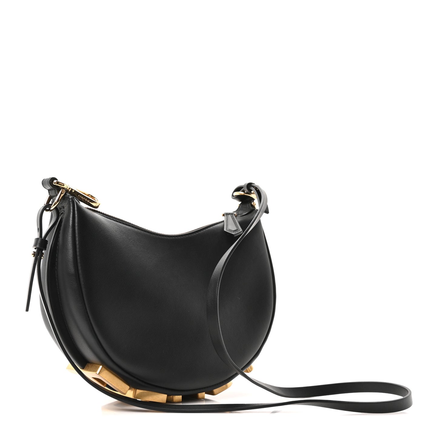 Vitello Grace Matte Mini Fendigraphy Hobo Bag Black