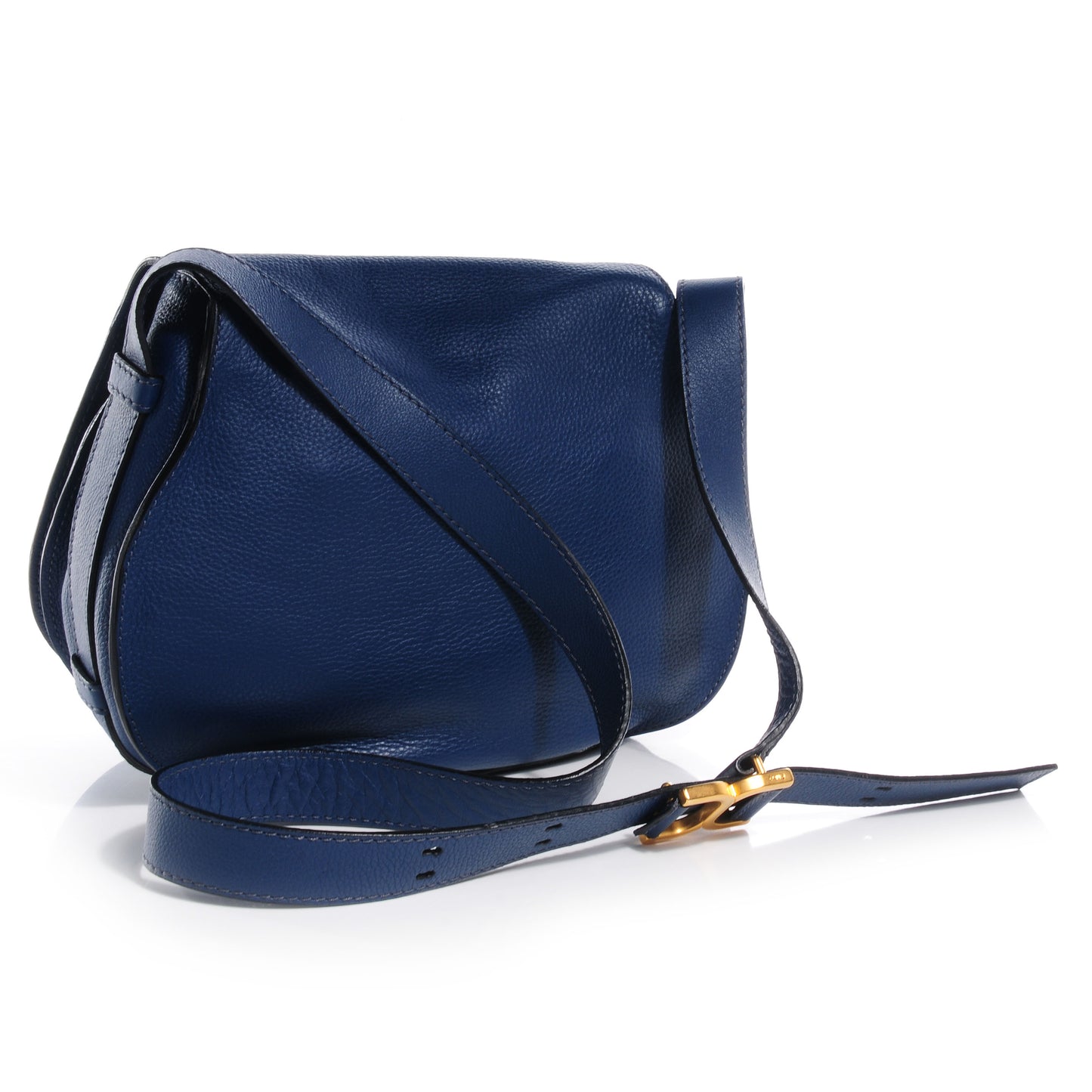 Calfskin Medium Marcie Round Crossbody Bag Royal Navy