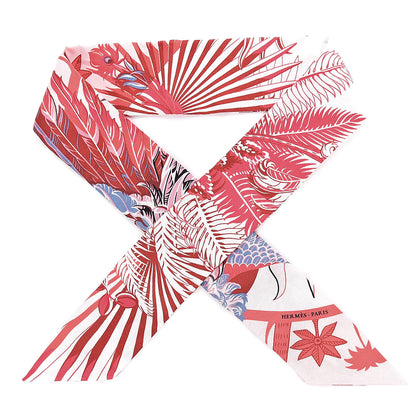 Hermes Silk Mythiques Phoenix Coloriages Twilly Blanc Corail Blue Jean 1 of 4