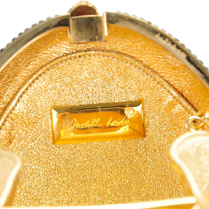 Judith Leiber Swarovski Crystal Snake Minaudiere Box Clutch Gold Black 6 of 7
