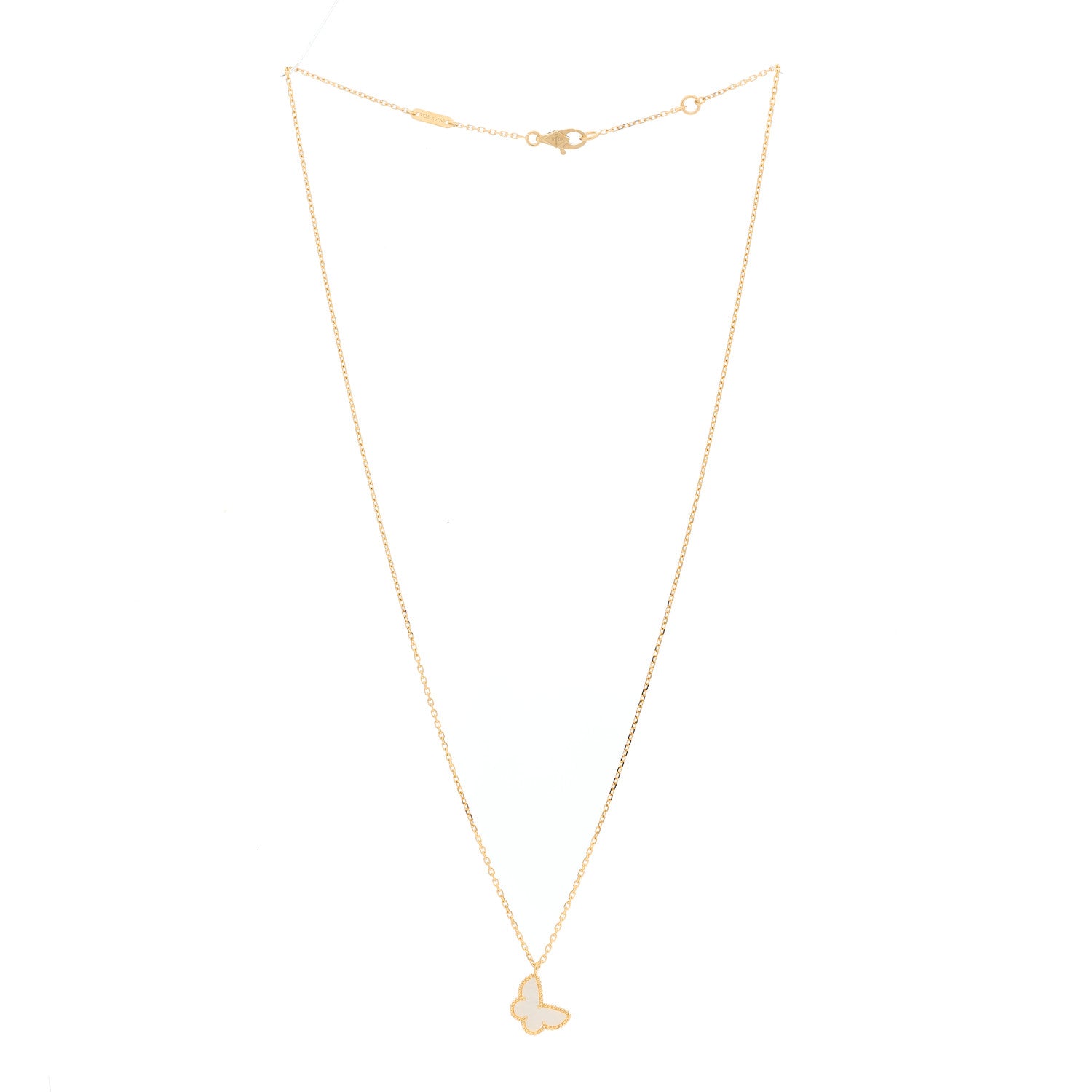 Van Cleef & Arpels 18K Yellow Gold Mother of Pearl Sweet Alhambra Butterfly Pendant Necklace 2 of 5