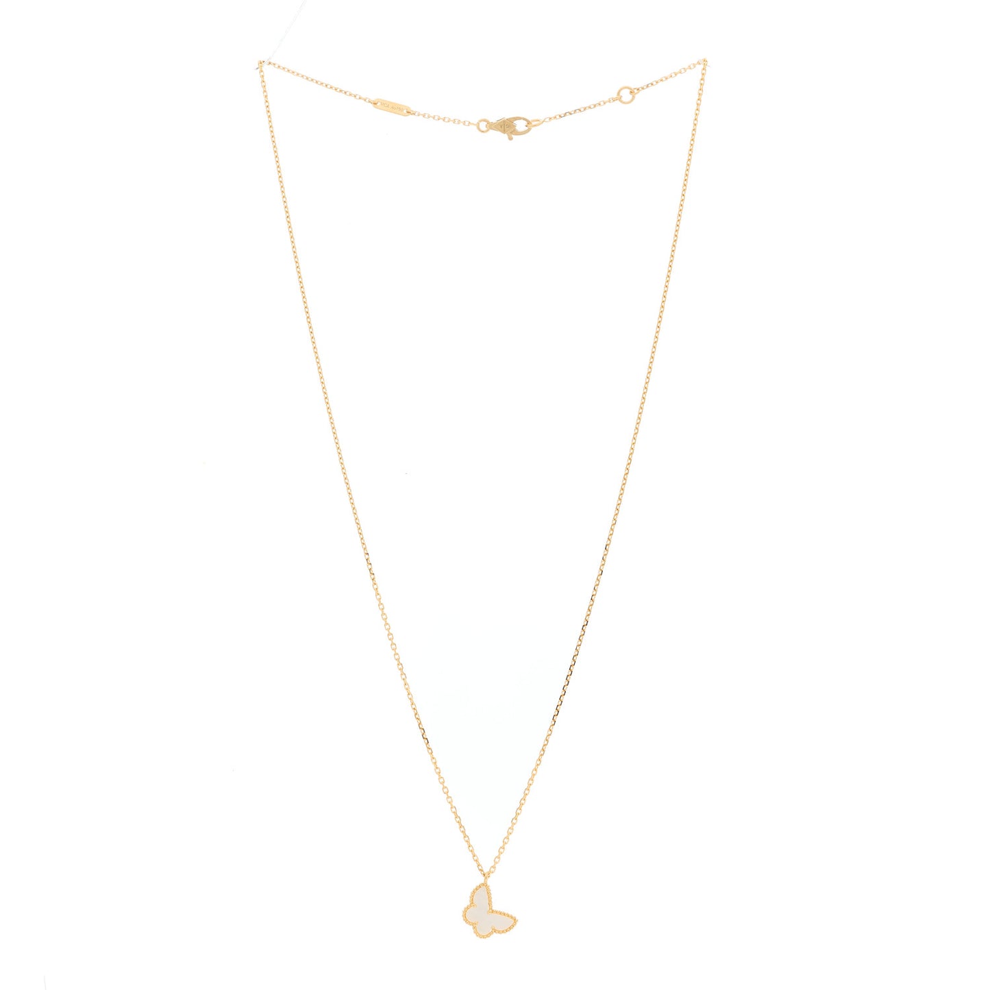 18K Yellow Gold Mother of Pearl Sweet Alhambra Butterfly Pendant Necklace
