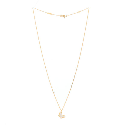 Van Cleef & Arpels 18K Yellow Gold Mother of Pearl Sweet Alhambra Butterfly Pendant Necklace 2 of 5