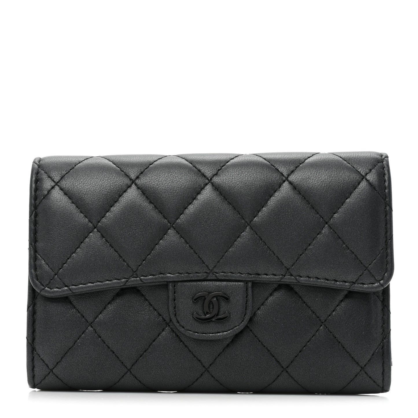 Lambskin Quilted Medium Flap Wallet So Black