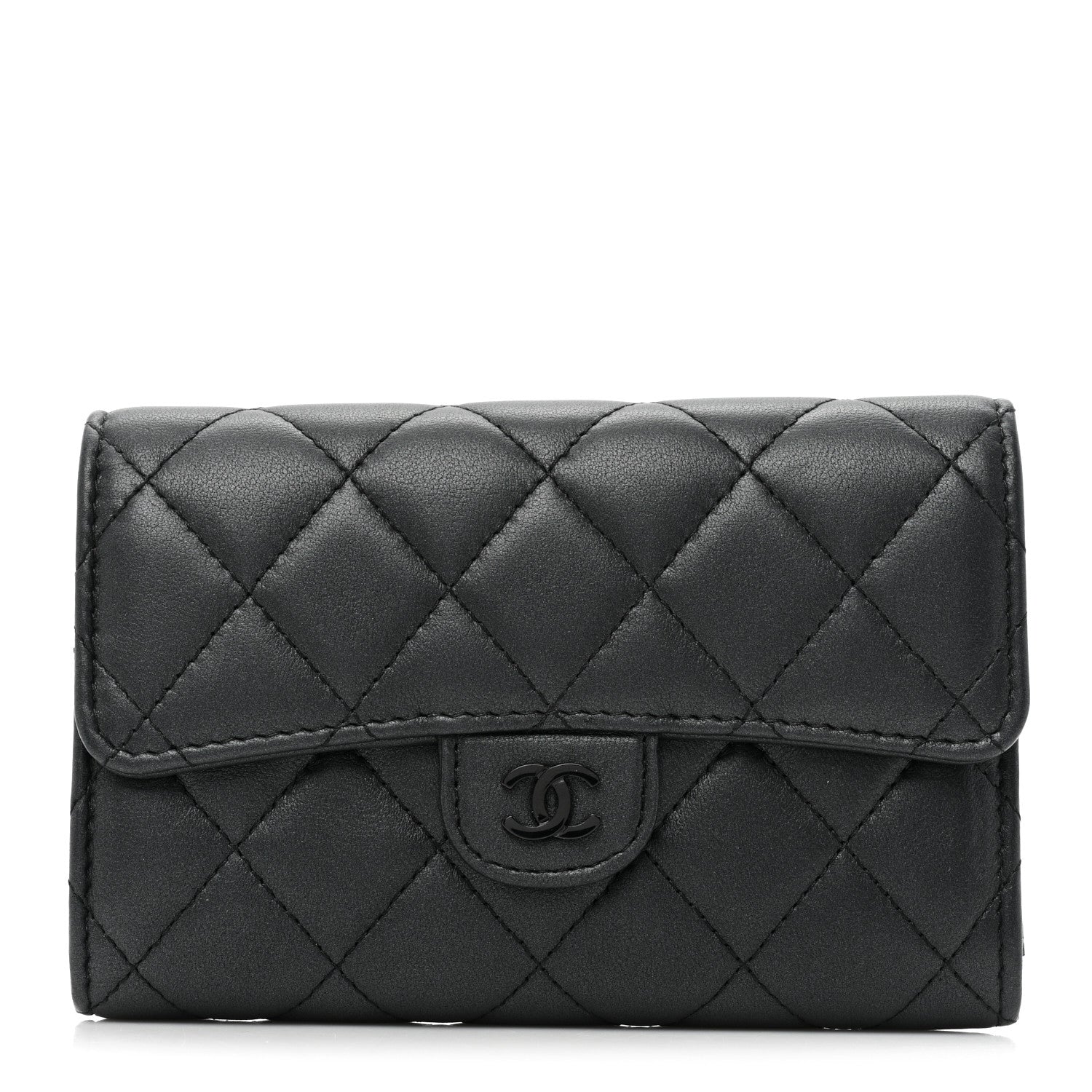 Chanel Lambskin Quilted Medium Flap Wallet So Black 1 of 17