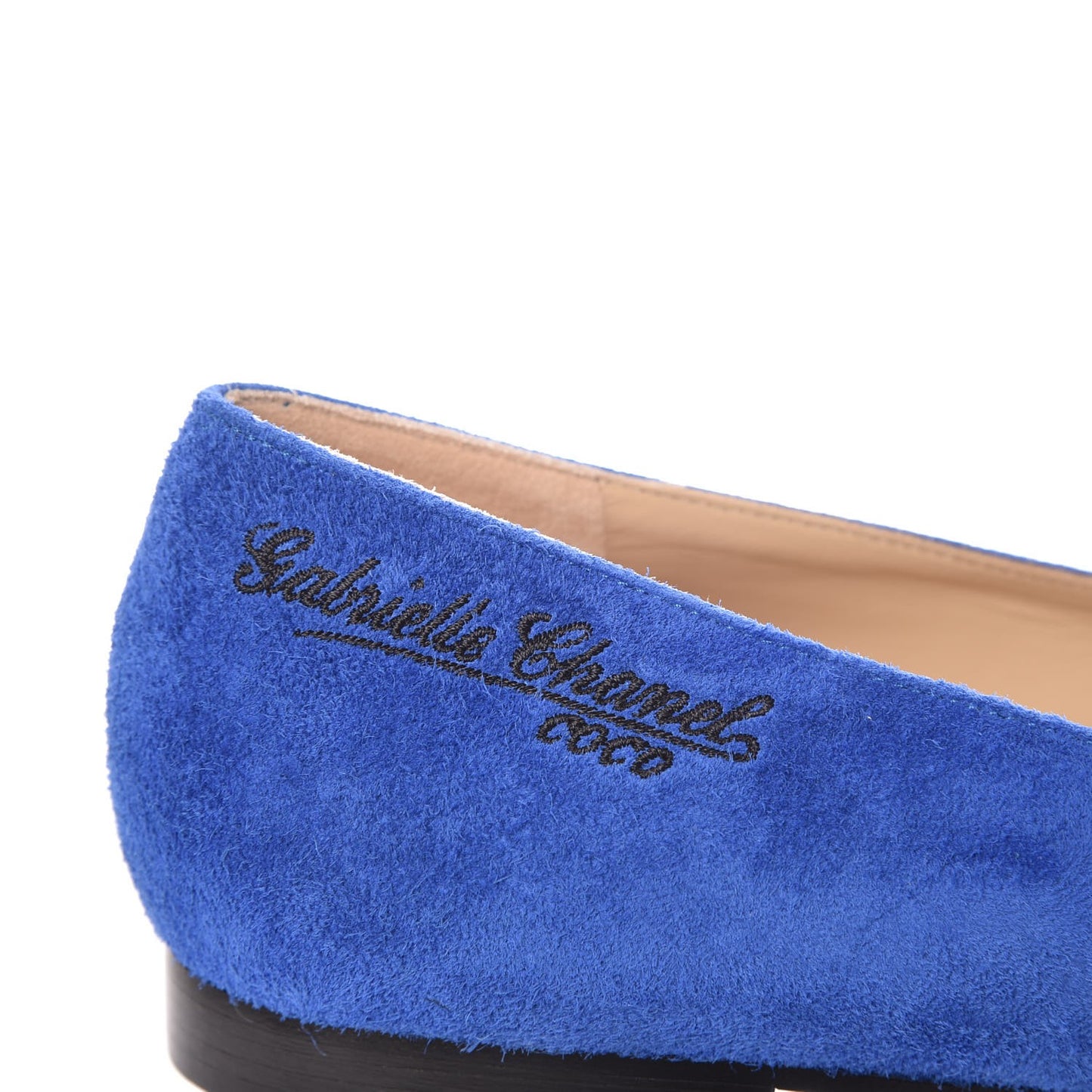 Suede Satin Cap Toe Gabrielle Ballerina Flats 39.5 Royal Blue Black