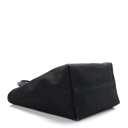 Balenciaga Cotton Canvas Calfskin Cities Paris Jumbo Small Tote Bag Black White 4 of 10