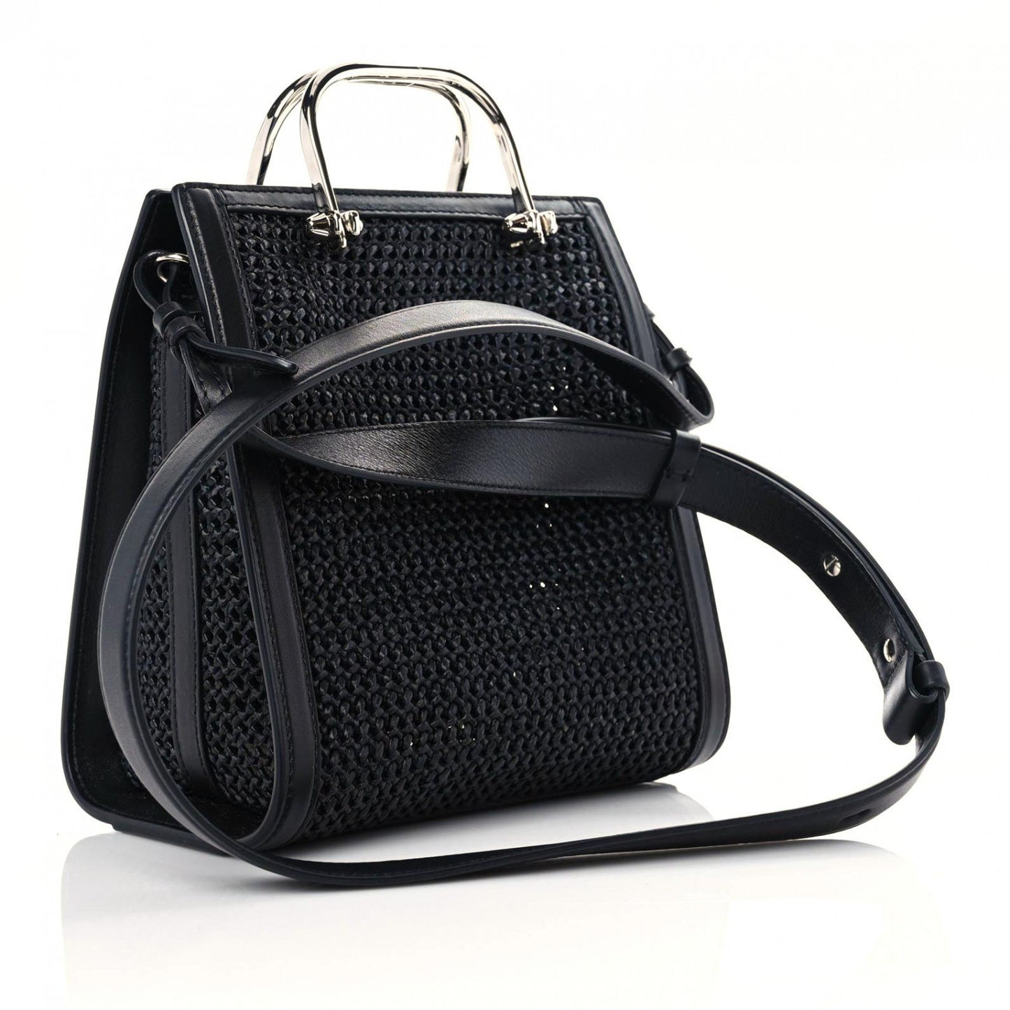 Raffia Calfskin The Short Story Tote Bag Black