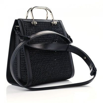 Alexander McQueen Raffia Calfskin The Short Story Tote Bag Black 3 of 10