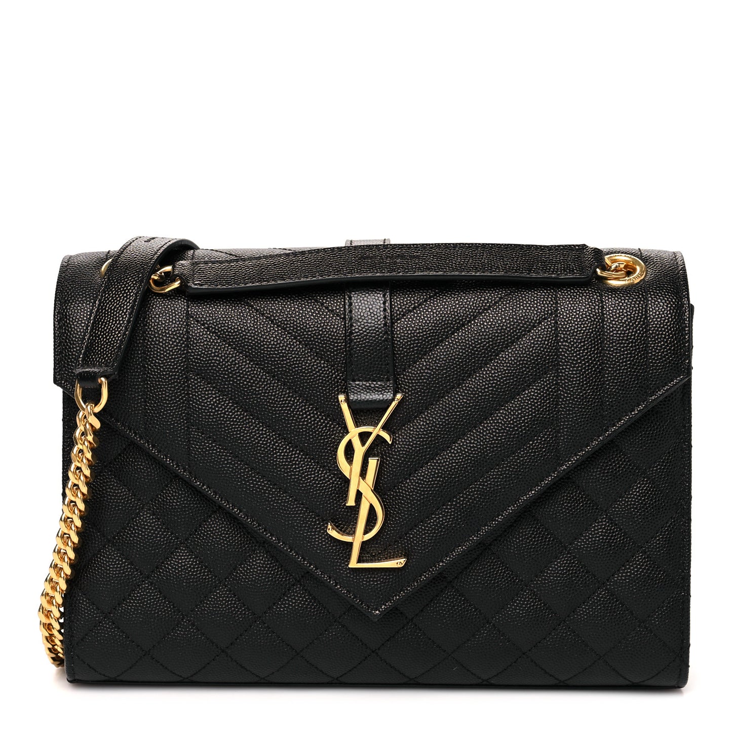 Grain De Poudre Textured Mixed Matelasse Triquilt Medium Monogram Satchel Black