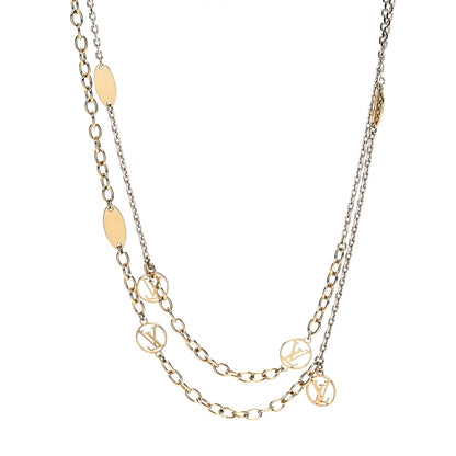 Louis Vuitton Logomania Sautoir Necklace Silver Gold 1 of 6